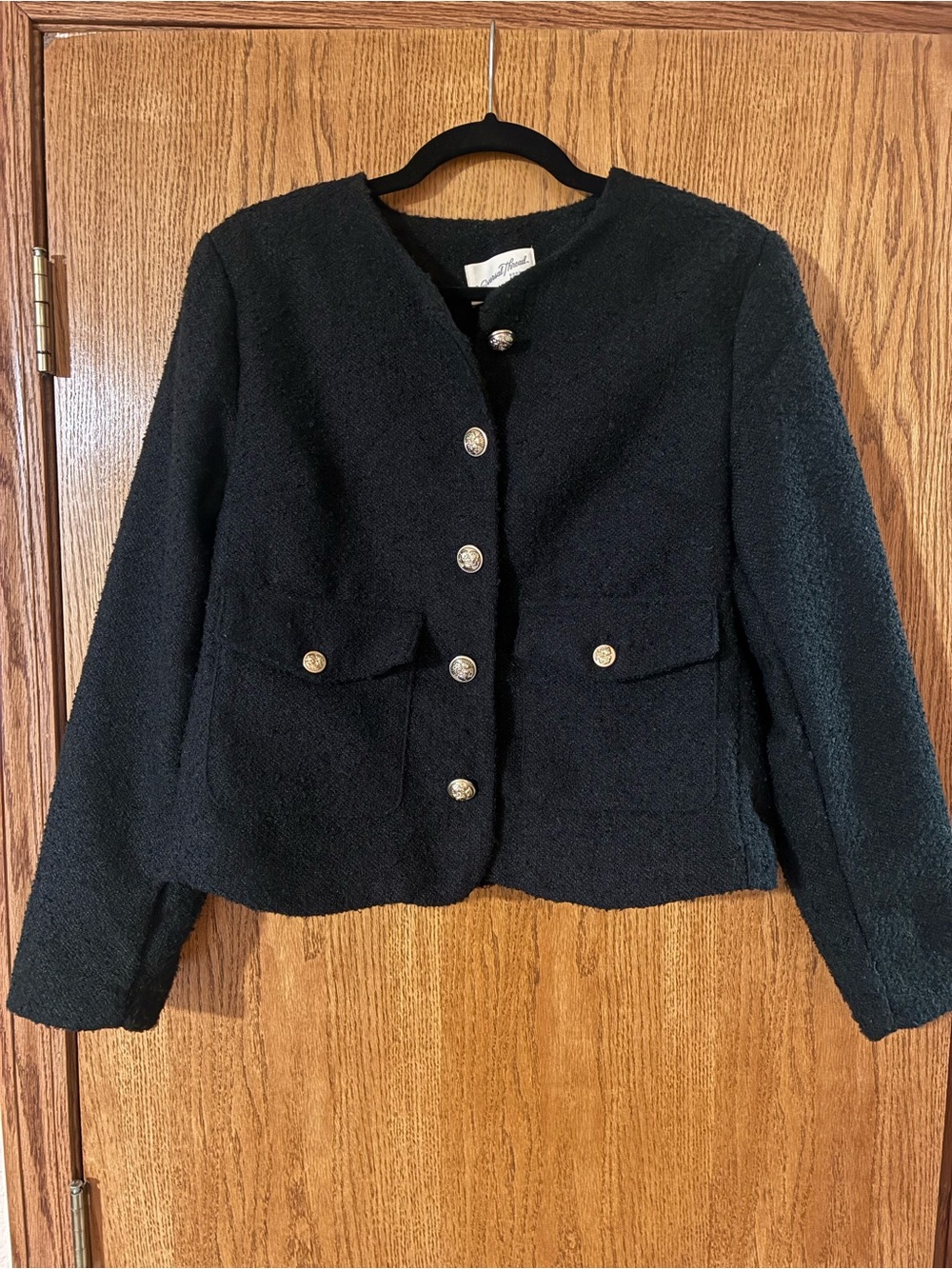Universal Thread Black Bouclé Blazer with Gold Buttons